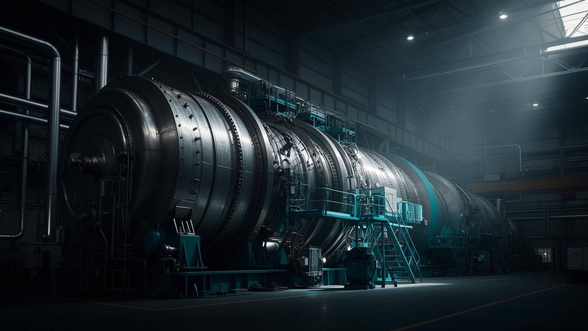 Industrial compressor system inside a factory